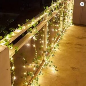 Flower Green Leaf String Lights Artificial Vine Fairy Lights Battery Powered Christmas Tree Garland Light for Weeding Home Decor