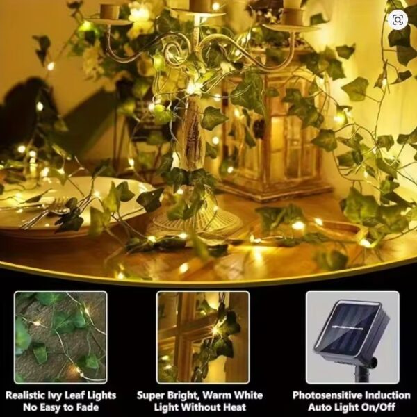 Flower Green Leaf String Lights Artificial Vine Fairy Lights Battery Powered Christmas Tree Garland Light for Weeding Home Decor - Image 3